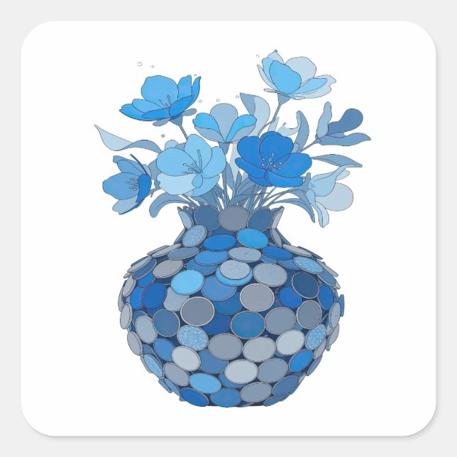 Fresh Blue BLUE FLORAL VASE Label Design (Front)