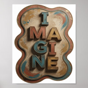 Fresh Blue IMAGINE Graphic Design Poster