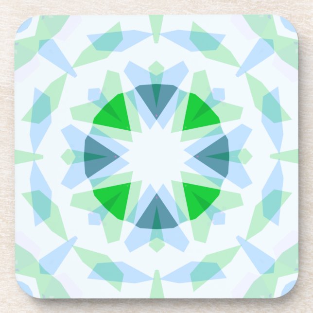Fresh Blue Pretty Green Star Dopamine Decor Kitsch Coaster (Front)