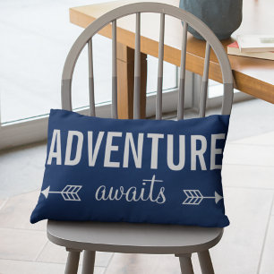 Fresh Blue Typography Adventure Seeker Decorative Cushion