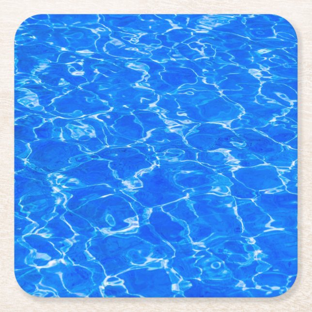 Fresh Blue Water Square Paper Coaster (Front)