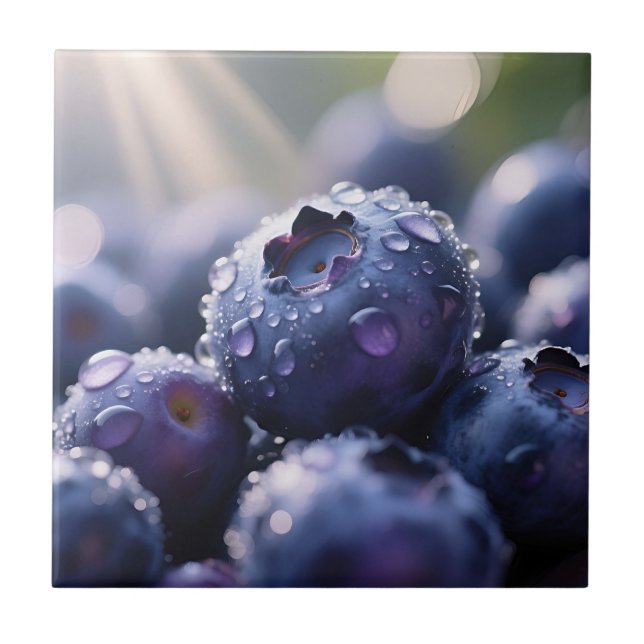 Fresh Blueberries Close Up Ceramic Tile (Front)