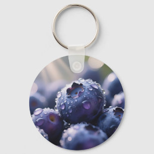 Fresh Blueberries Close Up Key Ring