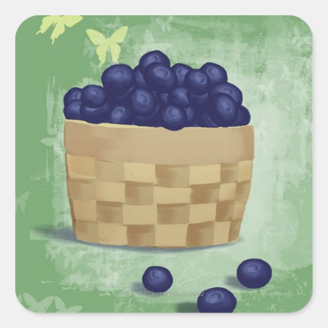 Fresh Blueberries Square Sticker (Front)