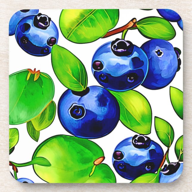 Fresh Blueberry Art Coaster (Front)