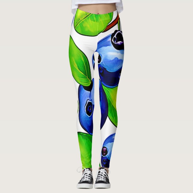 Fresh Blueberry Art Leggings (Front)