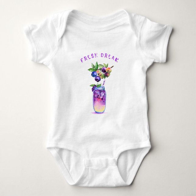 Fresh Blueberry Drink Baby Bodysuit - Custom Text (Front)