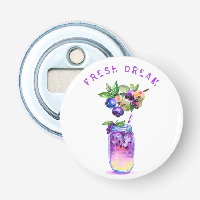 Fresh Blueberry Drink Bottle Opener - Custom Text (Front)