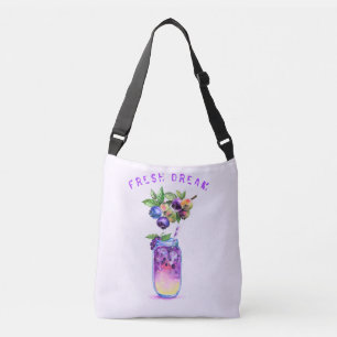 Fresh Blueberry Drink Crossbody Bag - Custom Text