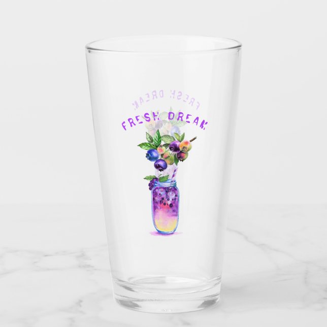 Fresh Blueberry Drink Glass - Custom Text (Front)