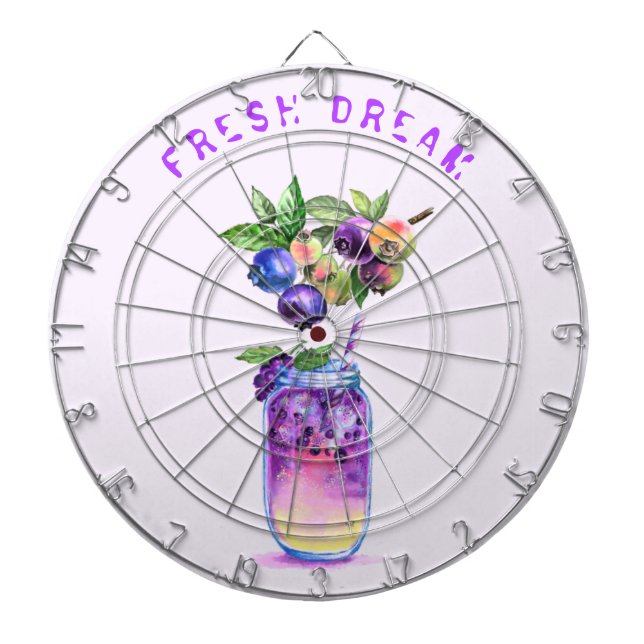 Fresh Blueberry Drink Party Dart Board Custom Text (Front)