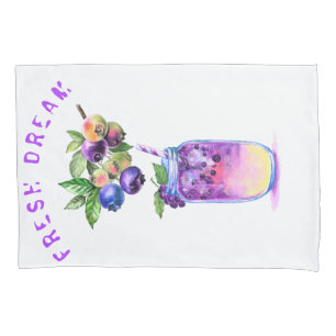 Fresh Blueberry Drink Pillow Case - Custom Text