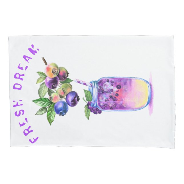 Fresh Blueberry Drink Pillow Case - Custom Text (Front)