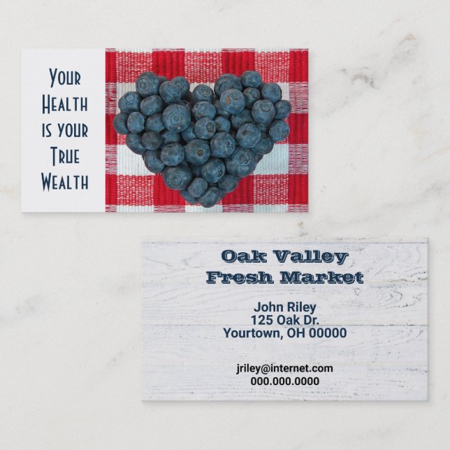Fresh Blueberry Heart Business Card (Front/Back)