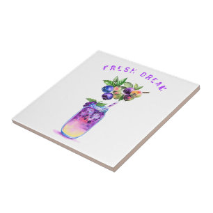 Fresh Blueberry Juice Cool Drink - Summer Cocktail Ceramic Tile