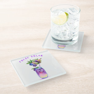 Fresh Blueberry Juice Cool Drink - Summer Cocktail Glass Coaster