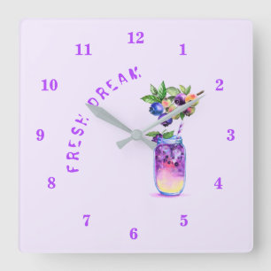 Fresh Blueberry Juice Cool Drink - Summer Time Square Wall Clock