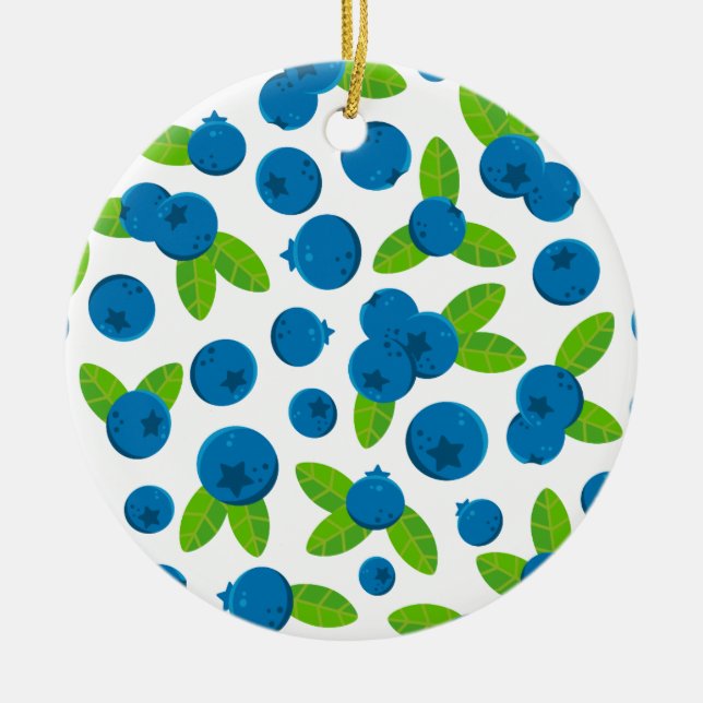 Fresh Blueberry Pattern Ceramic Ornament (Front)