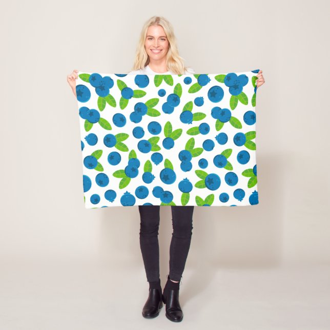 Fresh Blueberry Pattern Fleece Blanket (In Situ)