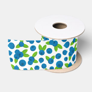 Fresh Blueberry Pattern Satin Ribbon