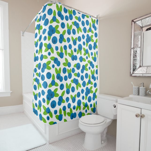 Fresh Blueberry Pattern Shower Curtain (In Situ)