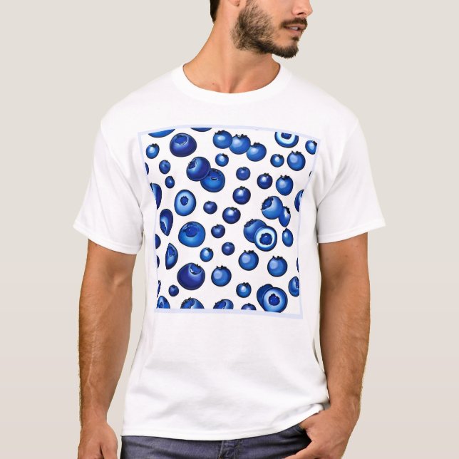 Fresh Blueberry Pattern T-Shirt (Front)