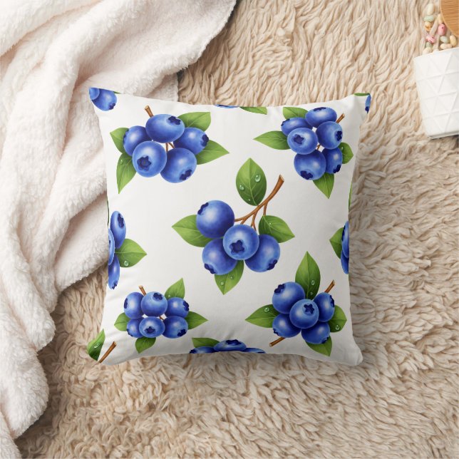 Fresh Blueberry Seamless Pattern Cushion (Blanket)