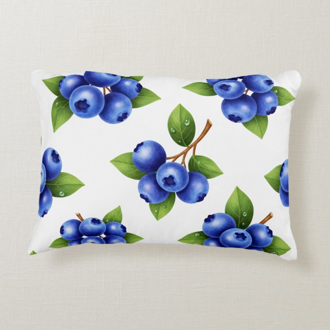 Fresh Blueberry Seamless Pattern Decorative Cushion (Back)