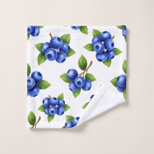 Fresh Blueberry Seamless Pattern Wash Cloth