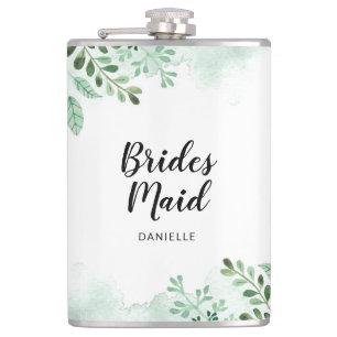 Fresh Botanical Bridesmaid Wedding Party Gifts Hip Flask