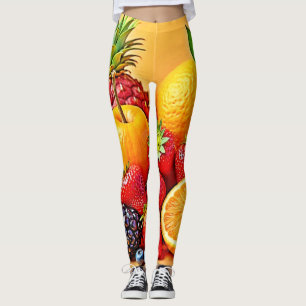 Fresh Bounty: Vibrant Fruit Harvest Design  Leggings
