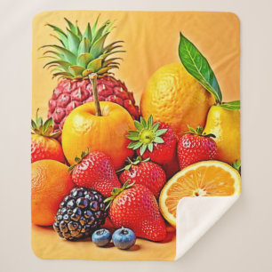 Fresh Bounty: Vibrant Fruit Harvest Design  Sherpa Blanket