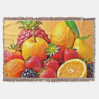 Fresh Bounty: Vibrant Fruit Harvest Design Throw Blanket