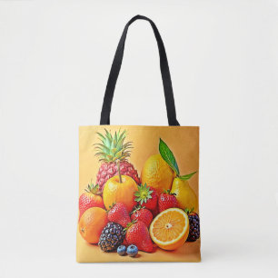 Fresh Bounty: Vibrant Fruit Harvest Design  Tote Bag