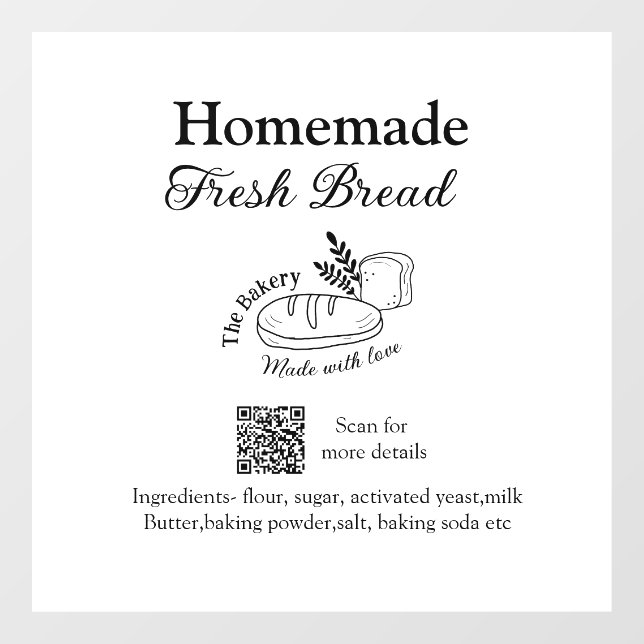 Fresh bread bakery add name ingredients Q r code h (Sheet)