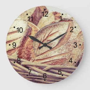 Fresh Bread Basket Round  Large Clock