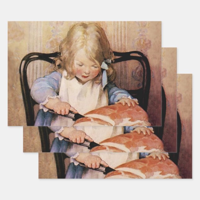 Fresh Bread by Jessie Willcox Smith Wrapping Paper Sheet (Set)