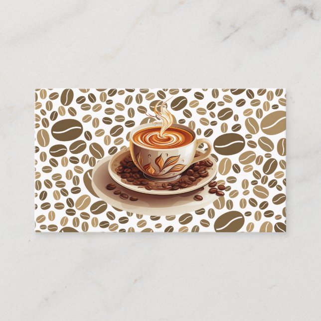 Fresh Brewed Coffee | Coffee Beans | Cafe Business Card (Front)