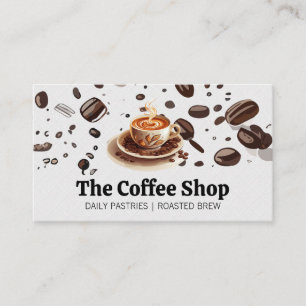 Fresh Brewed Coffee Cup   Coffee Beans Business Card