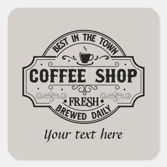 Fresh brewed coffee customisable  square sticker (Front)
