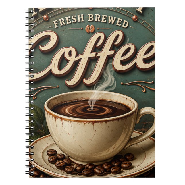 Fresh Brewed Coffee Rustic Farmhouse Notebook (Front)
