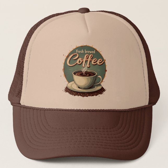 Fresh brewed coffee vintage trucker hat (Front)