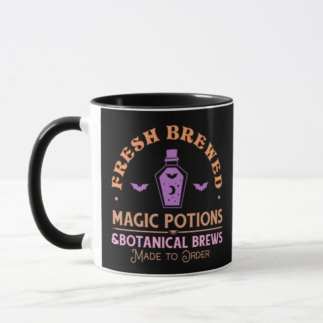 Fresh Brewed Magic Potions Botanical Halloween Mug (Left)