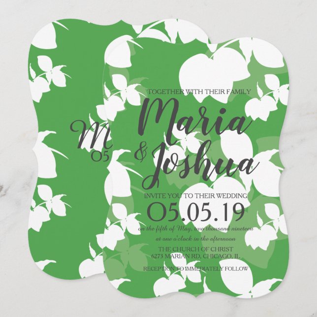 Fresh Bright Green Lemon Silo Pattern Wedding Invitation (Front/Back)