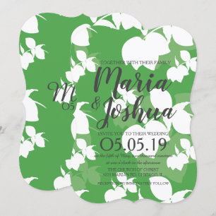 Fresh Bright Green Lemon Silo Pattern Wedding Invitation