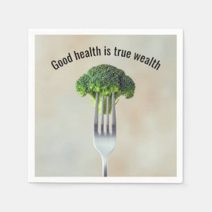 Fresh Broccoli Floret On a Fork With Quote Napkin