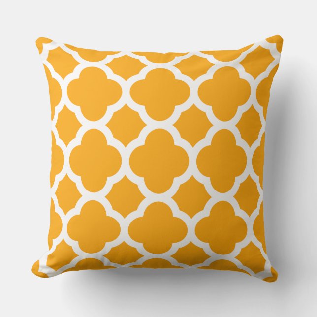 Fresh Butternut Colour Moroccan Quatrefoil Pattern Cushion (Front)
