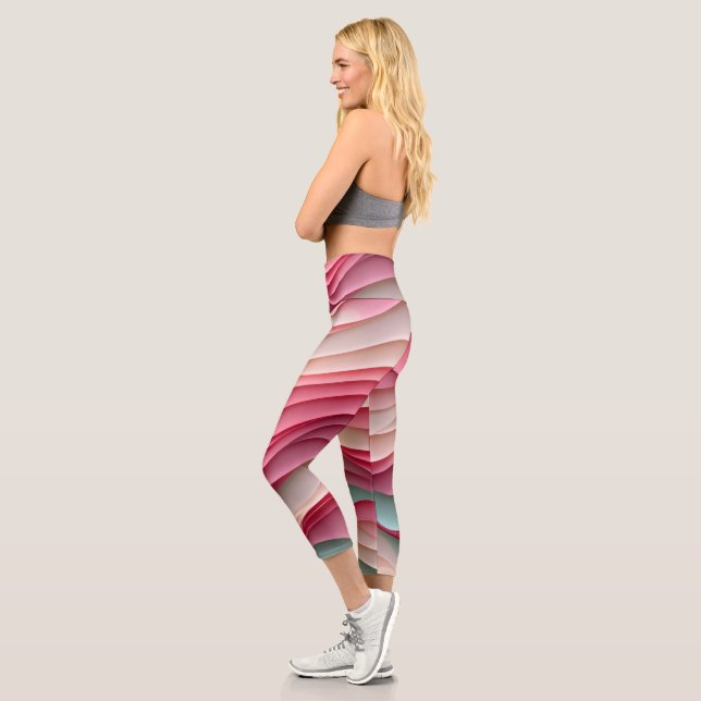Fresh Candy Coloured Waves Capri Leggings (Left)