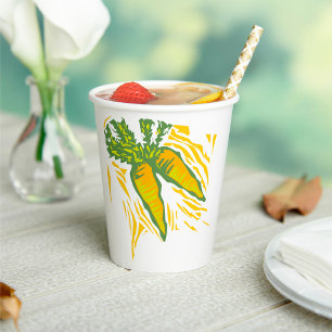 Fresh Carrot Colorful Vegetable Art Paper Cups