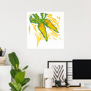 Fresh Carrot Colourful Vegetable Art Poster